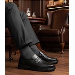 Sapato Social anti-stress tradicional com enfeite couro legítimo cor preto