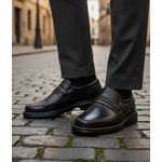 Sapato Social anti-stress tradicional com enfeite couro legítimo cor preto