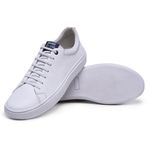 Tênis masculino em couro legítimo cor branco extremo conforto