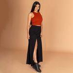 Coturno Feminino Pierrô plataforma couro legítimo cor preta