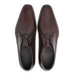 Bota masculina social de amarrar couro legítimo cor marrom solado de couro