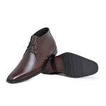 Bota masculina social de amarrar couro legítimo cor marrom solado de couro