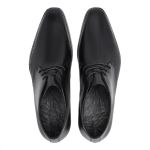 Bota masculina social de amarrar couro legítimo cor preta solado de couro