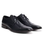 Sapato masculina social de amarrar couro legítimo cor preto solado de couro