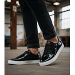 Tênis Feminino Slip On Couro Legítimo Pierrô - Preto Verniz