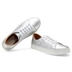 Tênis Feminino Slip On Couro Legítimo Pierrô - Prata