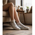 Tênis Feminino Slip On Couro Legítimo Pierrô - Prata
