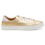 Tênis Feminino Slip On Couro Legítimo Pierrô - Ouro com Detalhe Branco