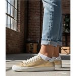 Tênis Feminino Slip On Couro Legítimo Pierrô - Ouro com Detalhe Branco