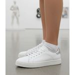 Tênis Feminino Slip On Couro Legítimo Pierrô - Branco com Detalhe Prata