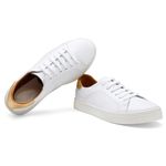 Tênis Feminino Slip On Couro Legítimo Pierrô - Branco com Detalhe Ouro
