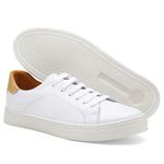 Tênis Feminino Slip On Couro Legítimo Pierrô - Branco com Detalhe Ouro