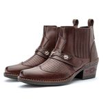 Bota Masculina country conforto couro legítimo cor café estilo texana