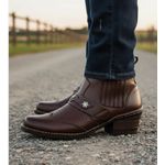 Bota Masculina country conforto couro legítimo cor café estilo texana