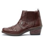 Bota Masculina country conforto couro legítimo cor café estilo texana com detalhes