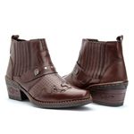 Bota Masculina country conforto couro legítimo cor café estilo texana com detalhes