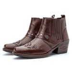 Bota Masculina country conforto couro legítimo cor café estilo texana com detalhes