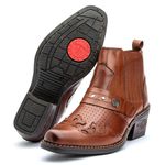 Bota Masculina country conforto couro legítimo cor whisky estilo texana com detalhes