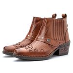 Bota Masculina country conforto couro legítimo cor whisky estilo texana com detalhes