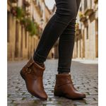 Bota Rasteira cano médio dobrável para curto couro legítimo cor havana