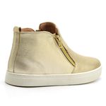 Tênis feminino slip on couro legítimo cano alto cor dourado