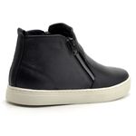 Tênis feminino slip on couro legítimo cano alto cor preto