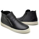 Tênis feminino slip on couro legítimo cano alto cor preto