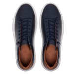 Tênis masculino em couro legítimo cor azul marinho super leve