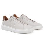 Tênis masculino em couro legítimo cor gelo super leve