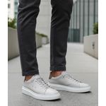 Tênis masculino em couro legítimo cor gelo super leve