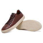 Tênis masculino casual em couro legítimo cor marrom