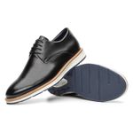 Sapato Derby casual masculino couro legítimo cor preto