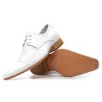 Sapato Social Masculino modelo Italiano de amarrar couro legítimo cor branco e sola de couro