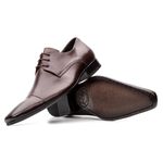 Sapato Social Masculino modelo Italiano de amarrar couro legítimo cor marrom e sola de couro
