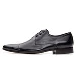 Sapato Social Masculino modelo Italiano de amarrar couro legítimo cor preto e sola de couro