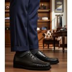 Mocassim masculino tradicional de amarrar couro legítimo cor preto