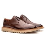 Sapato Derby Premium masculino tratorado couro legítimo cor marrom tipo exportação