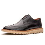 Sapato Derby Brogue masculino tratorado couro legítimo cor preto tipo exportação