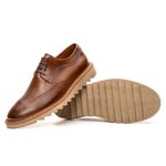 Sapato Derby Brogue masculino tratorado couro legítimo cor whsiky tipo exportação