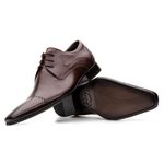 Sapato Social Masculino modelo Italiano de amarrar couro legítimo cor marrom e solado de couro