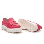 Mocassim feminino tratorado couro legítimo cor rosa com detalhe