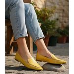Sapatilha Mocassim feminina couro legítimo cor amarela