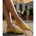 Sapatilha Mocassim feminina couro legítimo cor amarela