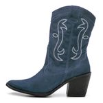 Bota Feminina texana cano e salto médios couro legítimo cor azul