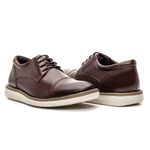 Sapato masculino de amarrar super confortável couro legítimo cor marrom solado claro