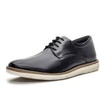 Sapato masculino de amarrar liso super confortável couro legítimo cor preto solado claro