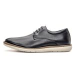 Sapato masculino de amarrar liso super confortável couro legítimo cor preto solado claro