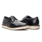 Sapato masculino de amarrar liso super confortável couro legítimo cor preto solado claro