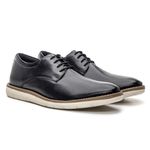 Sapato masculino de amarrar liso super confortável couro legítimo cor preto solado claro