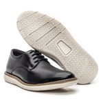 Sapato masculino de amarrar liso super confortável couro legítimo cor preto solado claro